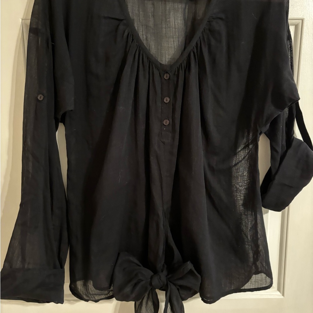 French Connection sheer top with bow